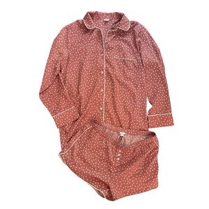 Aerie Satin Starry Pajama Set in Rust -  Small
